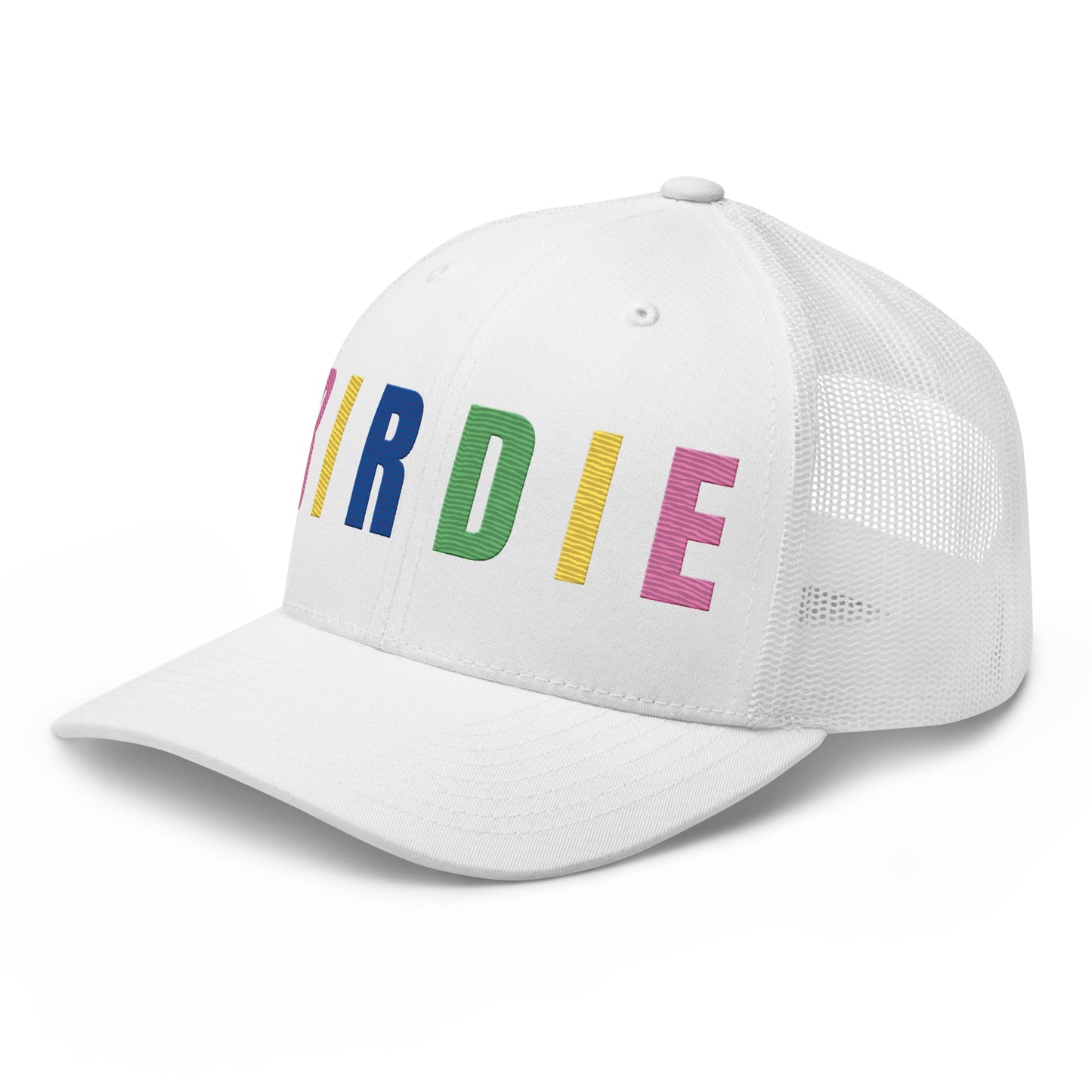 BIRDIE Embroidered Golf Trucker Hat – Birdie Pop Collection - White - Club Rehab