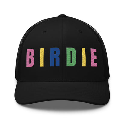 BIRDIE Embroidered Golf Trucker Hat – Birdie Pop Collection - Black - Club Rehab
