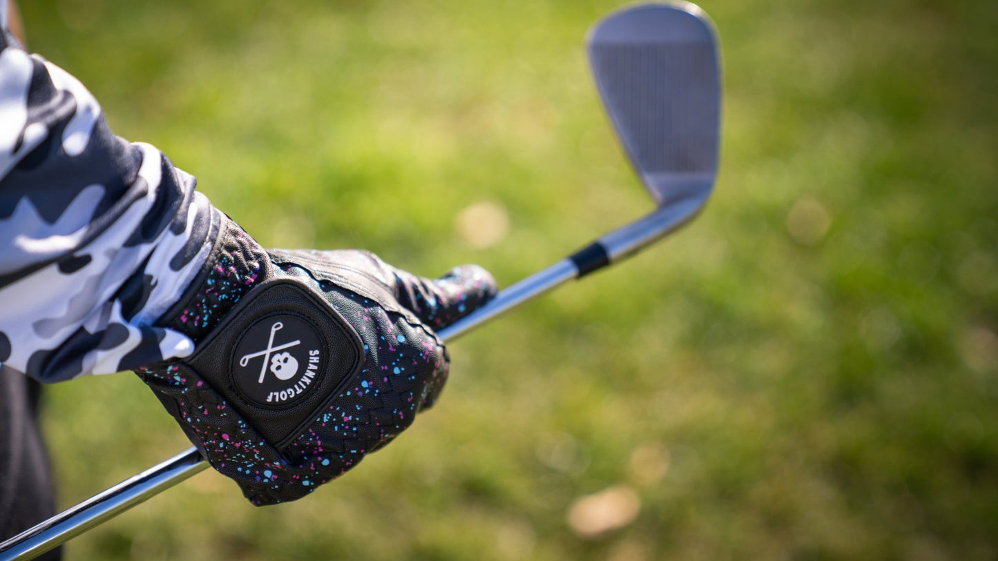Black Paint Splatter Golf Glove - Small Worn On Left Hand - Club Rehab