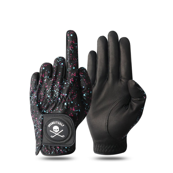 Black Paint Splatter Golf Glove - Small Worn On Left Hand - Club Rehab