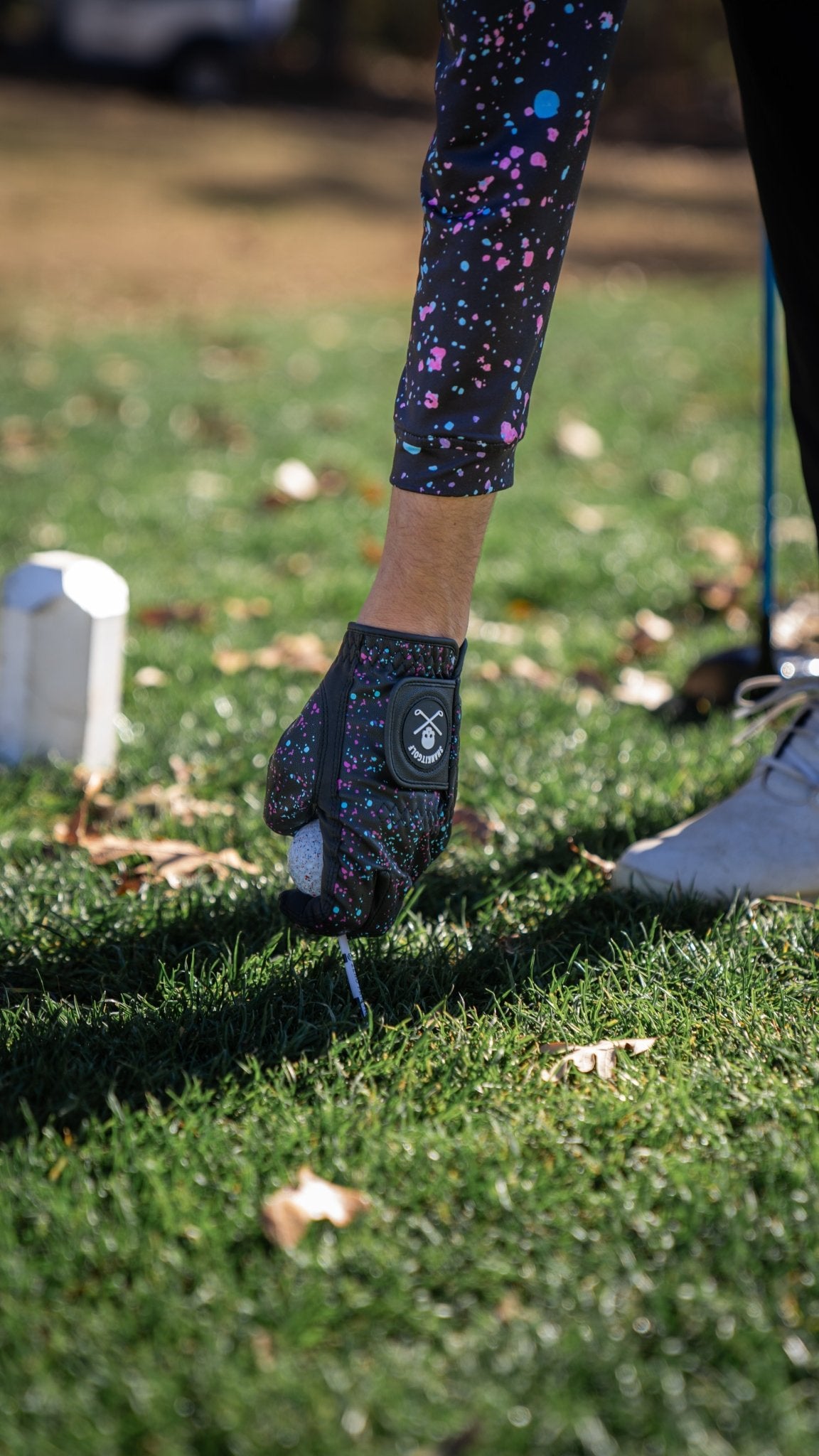 Black Paint Splatter Golf Glove - Small Worn On Left Hand - Club Rehab