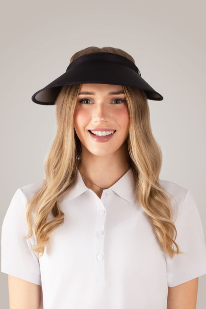 Black Wide Brim Slide On Visor - Club Rehab