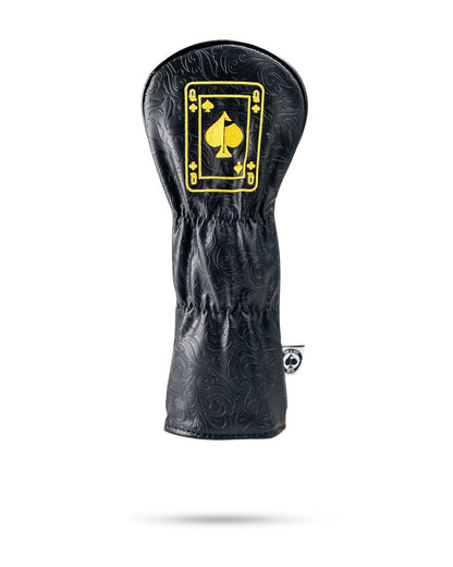 Black/Gold Queen of Spades - Fairway Cover - Club Rehab