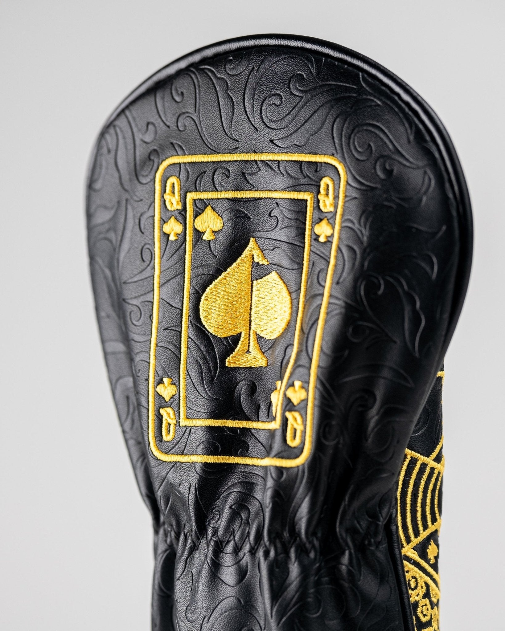 Black/Gold Queen of Spades - Fairway Cover - Club Rehab