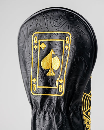 Black/Gold Queen of Spades - Fairway Cover - Club Rehab