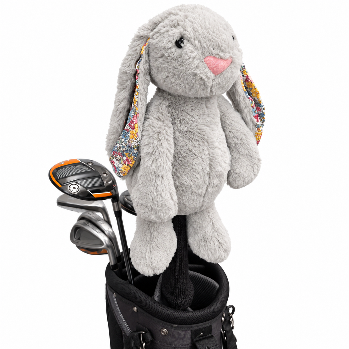 Bloom and Bogey bunny headcover installed on a driver in golf bag