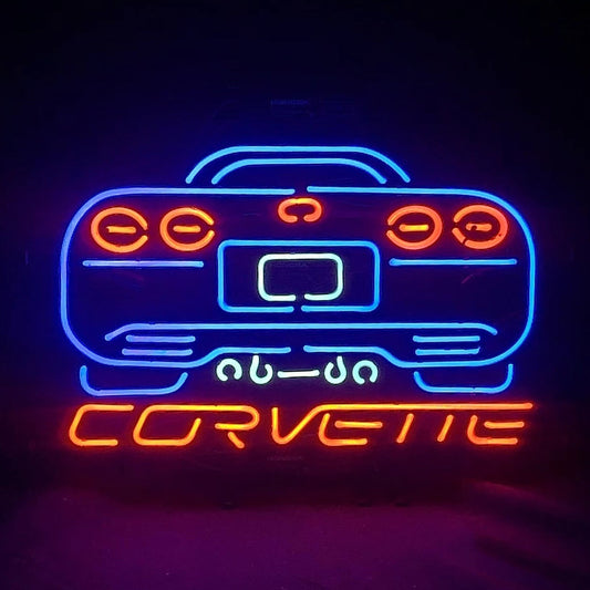 Blue Corvette Auto Car Motor Neon Signs Light - Club Rehab