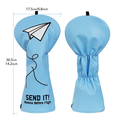 Blue Paper Airplane SEND IT! Headcover - DF3 - Club Rehab