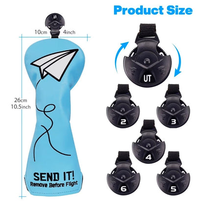 Blue Paper Airplane SEND IT! Headcover - DF3 - Club Rehab