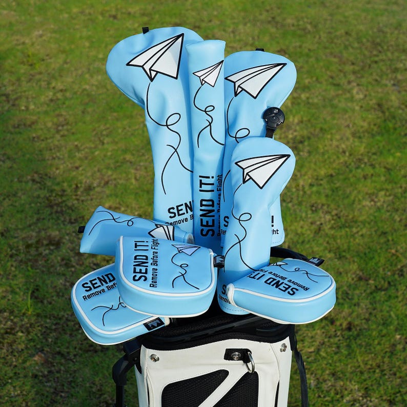 Blue Paper Airplane SEND IT! Headcover - DF3 - Club Rehab