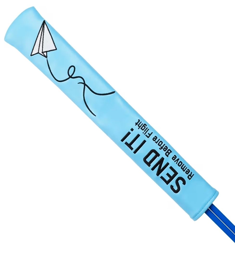 Blue Paper Airplane SEND IT! Headcover - Alignment Sticks Cover - Club Rehab