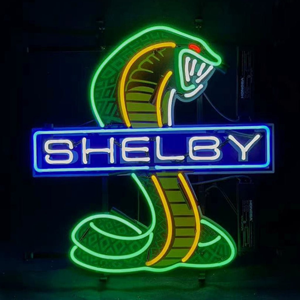 Blue Shelby Auto Car Green Cobra Neon Light Sign - Club Rehab