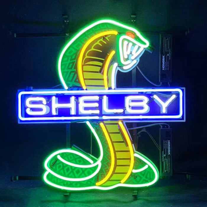 Blue Shelby Auto Car Green Cobra Neon Light Sign - Club Rehab