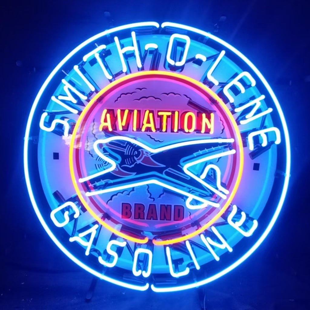 Blue Smith - o - lene Gasoline Aviation Brand Neon Signs Light - Club Rehab