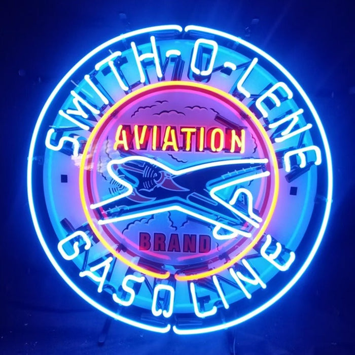 Blue Smith - o - lene Gasoline Aviation Brand Neon Signs Light - Club Rehab