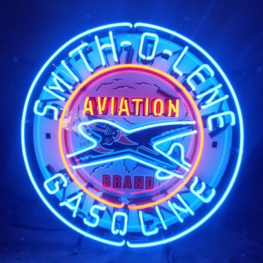 Blue Smith - o - lene Gasoline Aviation Brand Neon Signs Light - Club Rehab