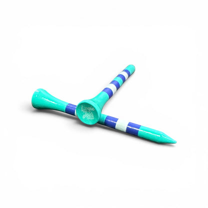 Blue Stripe Premium Wooden Golf Tees | 2 3/4” Standard Size | 45 Pack Set | Durable Painted Wood Tees | Unique Designs - Club Rehab