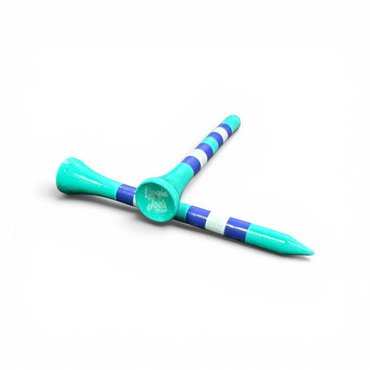 Blue Stripe Premium Wooden Golf Tees | 2 3/4” Standard Size | 45 Pack Set | Durable Painted Wood Tees | Unique Designs - Club Rehab