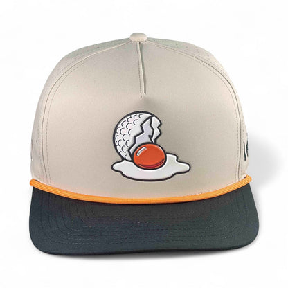 Breakfast Ball Golf Hat | Snapback Cap | Built-in Magnetic Ball Marker Holder + Marker Included | Breakfast Ball | Adjustable | Mulligan Tan - Club Rehab