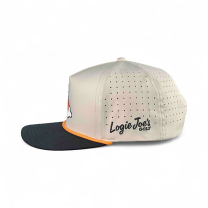 Breakfast Ball Golf Hat | Snapback Cap | Built-in Magnetic Ball Marker Holder + Marker Included | Breakfast Ball | Adjustable | Mulligan Tan - Club Rehab