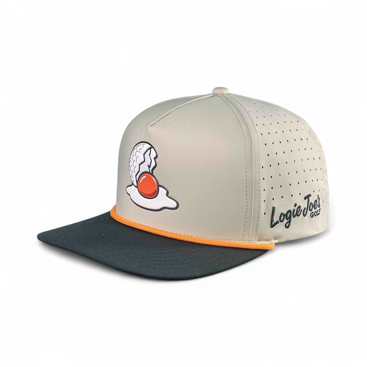 Breakfast Ball Golf Hat | Snapback Cap | Built-in Magnetic Ball Marker Holder + Marker Included | Breakfast Ball | Adjustable | Mulligan Tan - Club Rehab