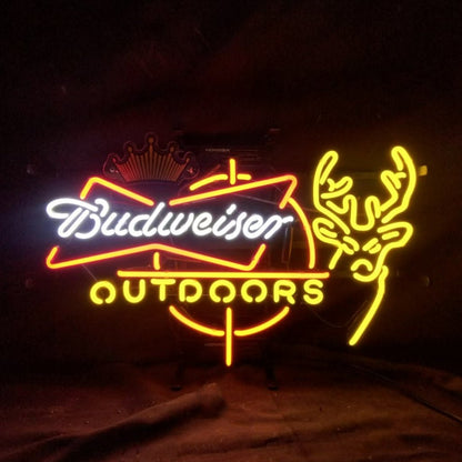 Budweiser Outdoors Deer with Crown Neon Signs - Club Rehab