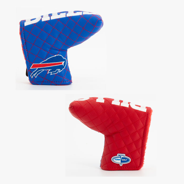 Buffalo Bills Split Quilted Blade Putter Cover, offset front and back views