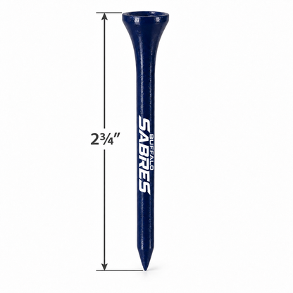 Navy Buffalo Sabres golf tee with a 2¾-inch height measurement.