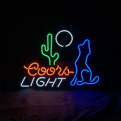Cactus Moon Wolf Coyote Coors Light Beer Neon Signs - Club Rehab