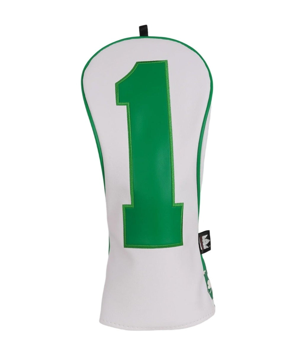 Caddie Whites & Lucky Greens Headcovers - isolated front view from original photograph