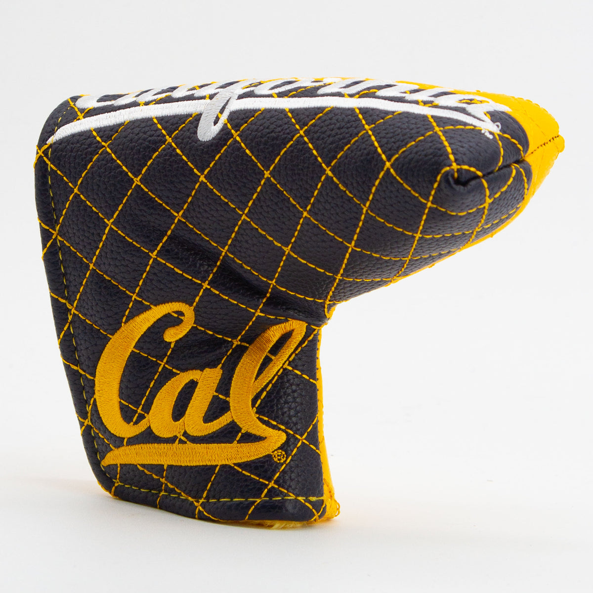 Cal Berkeley Golden Bears Split Quilted Blade Putter Cover, angled view