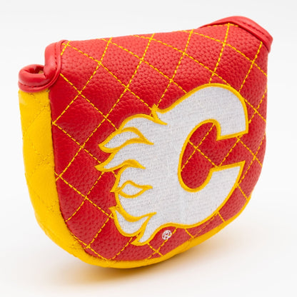 Calgary Flames solid mallet putter quilted golf headcover alternate view