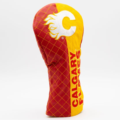 Calgary Flames split driver quilted golf headcover alternate view