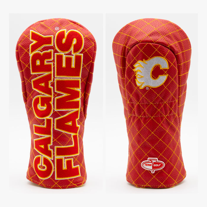 Calgary Flames Solid Quilted Fairway Headcover, front and back views