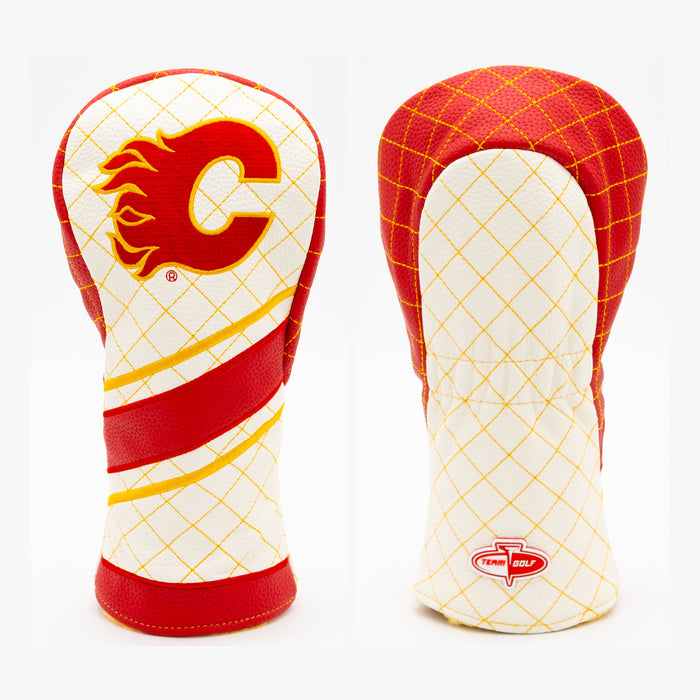 Calgary Flames Striped Quilted Fairway Headcover, front and back views