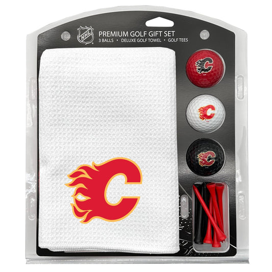 Calgary Flames White Microfiber Towel Golf Gift Set - Club Rehab