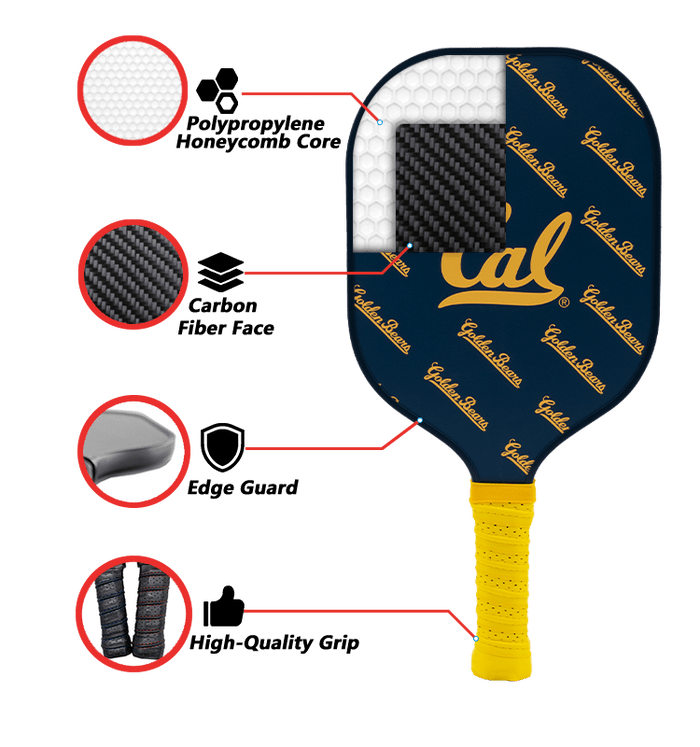California Golden Bears Pickleball Paddle | Carbon Fiber Face | 12mm Core - Club Rehab