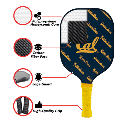 California Golden Bears Pickleball Paddle | Carbon Fiber Face | 12mm Core - Club Rehab