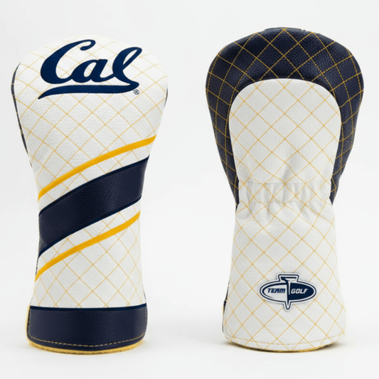 Two golf club head covers with 'Cal' and a logo on a white background