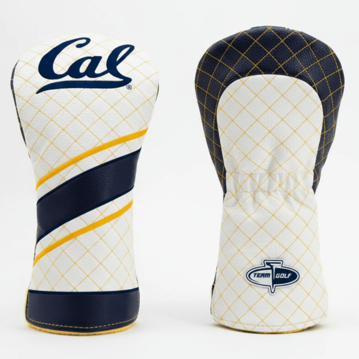 Two golf club head covers with 'Cal' and a logo on a white background