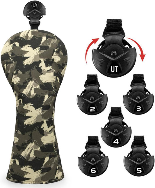 Camo Golf Headcover | Rugged Woodland Pattern + Soft - Lined Protection - Hybrid - Club Rehab