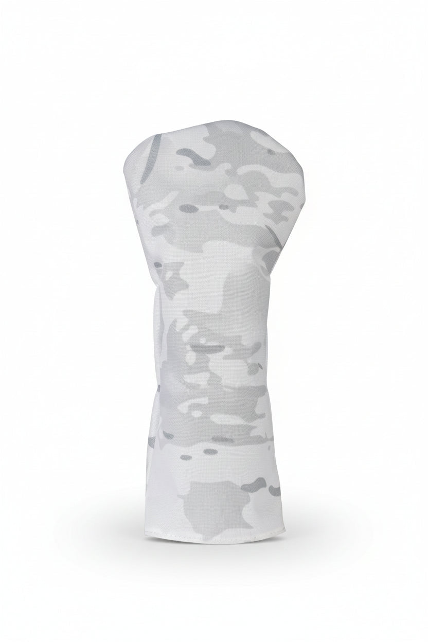 White strapless dress with camouflage pattern on a white background