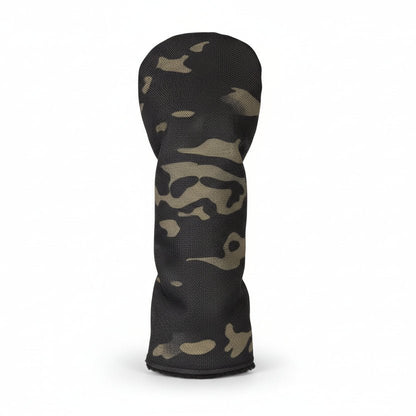 Camouflage golf club head cover on a white background