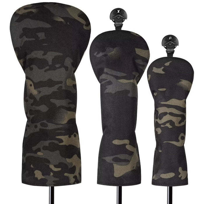 Canvas Camo Headcover - Black Multi Camo 3 PC Set - Club Rehab