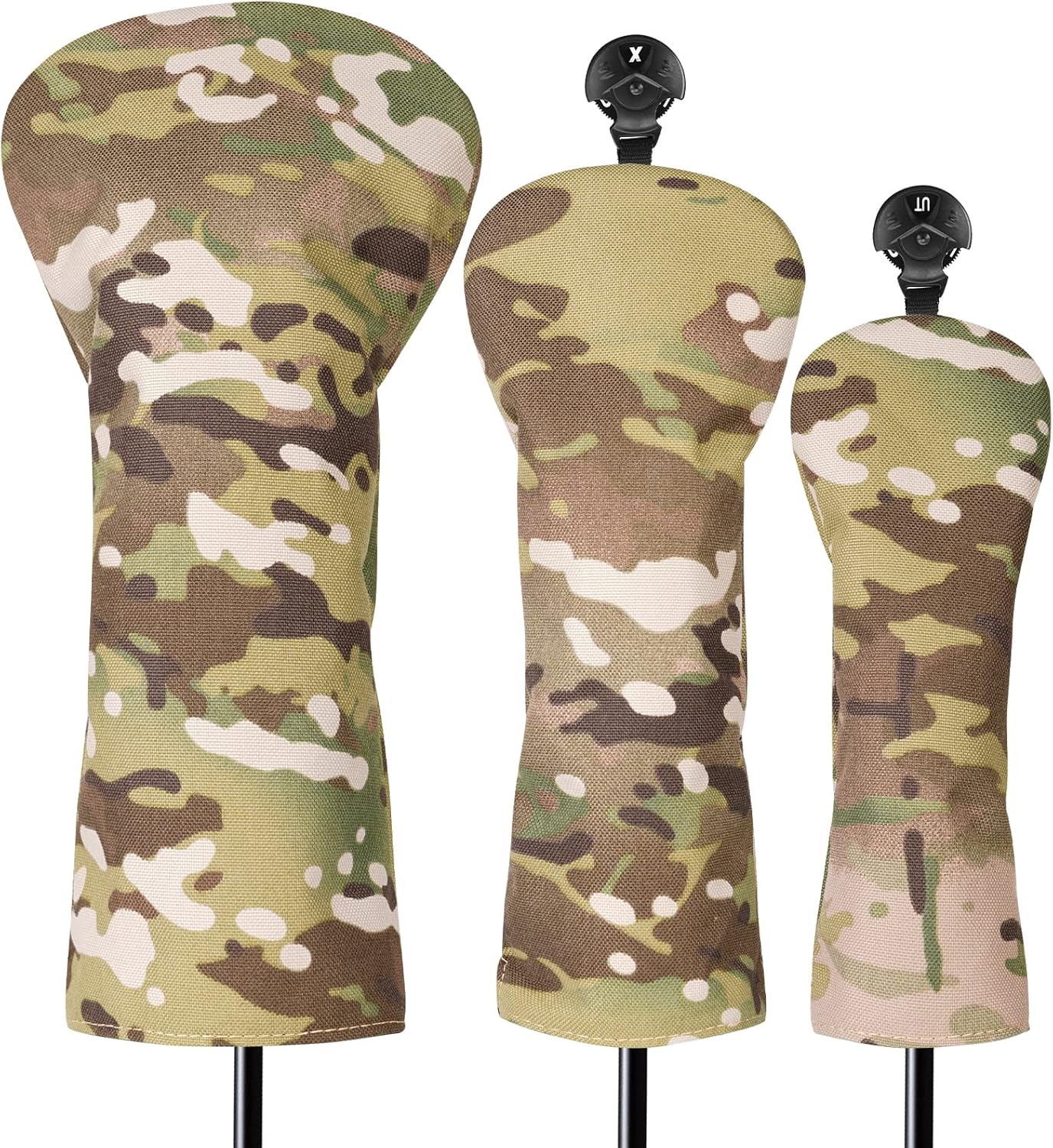 Canvas Camo Headcover - Multi Camo Green 3 PC Set - Club Rehab