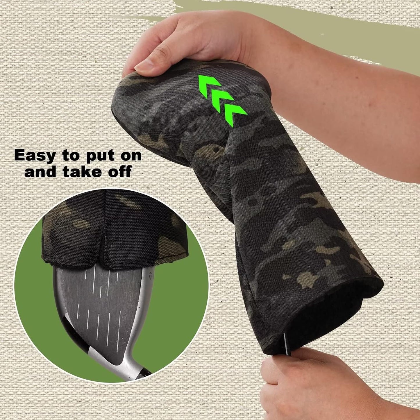Canvas Camo Headcover - Multi Camo Green 3 PC Set - Club Rehab