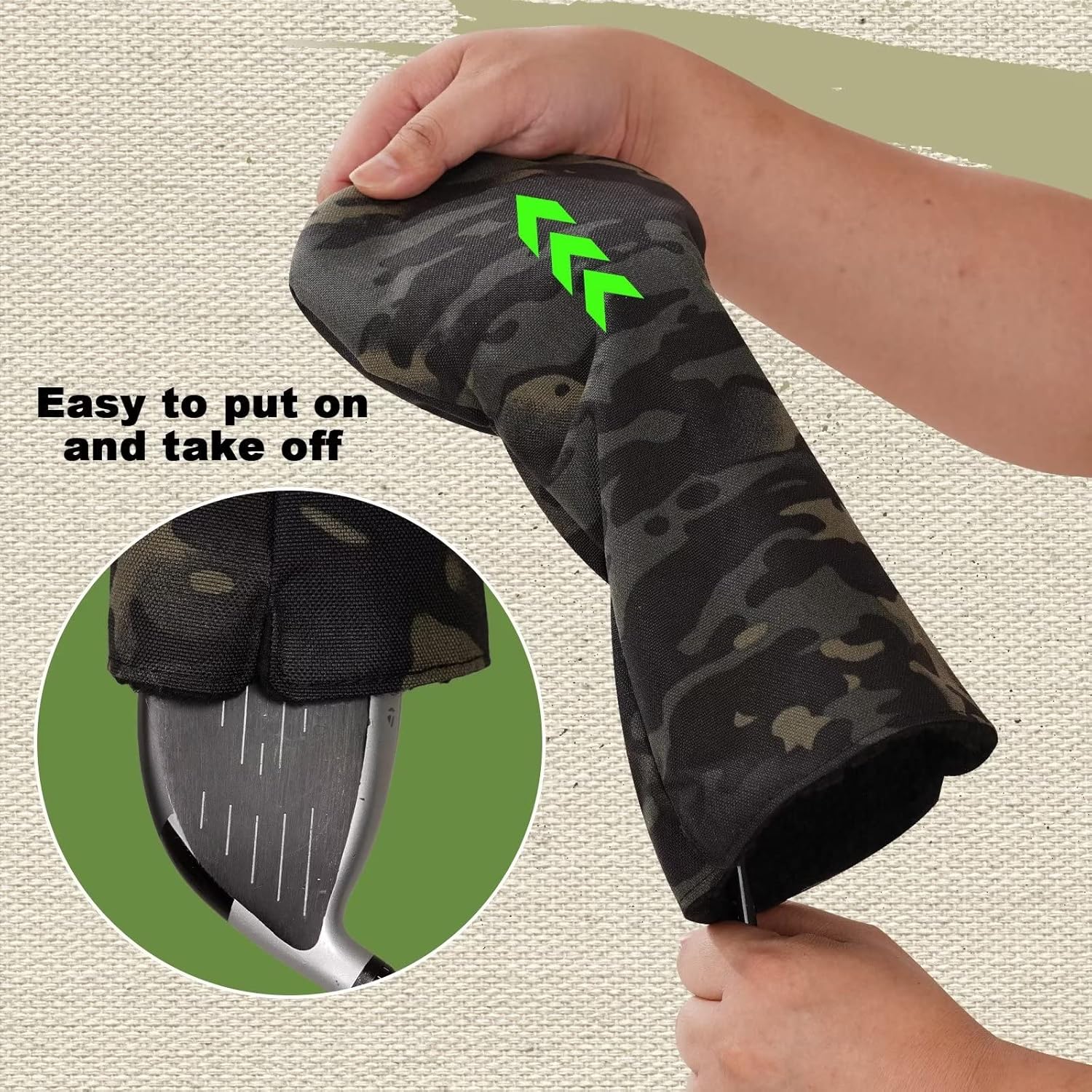 Canvas Camo Headcover - Multi Camo Green 3 PC Set - Club Rehab
