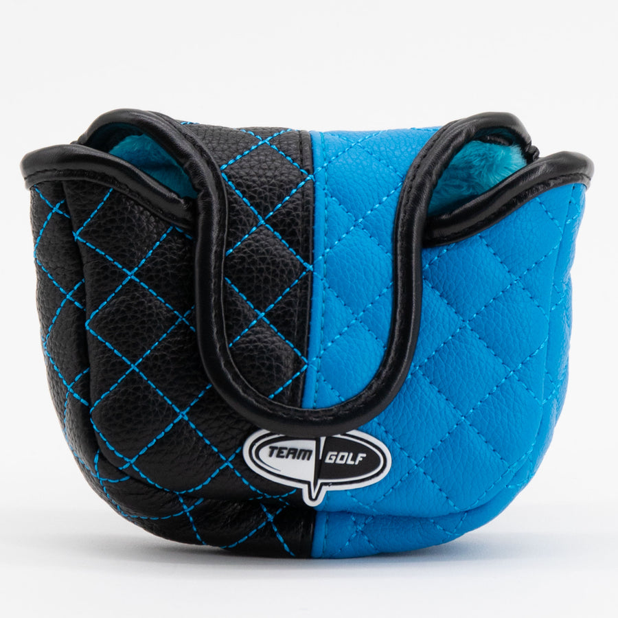 Carolina Panthers split quilted mallet putter cover, back view