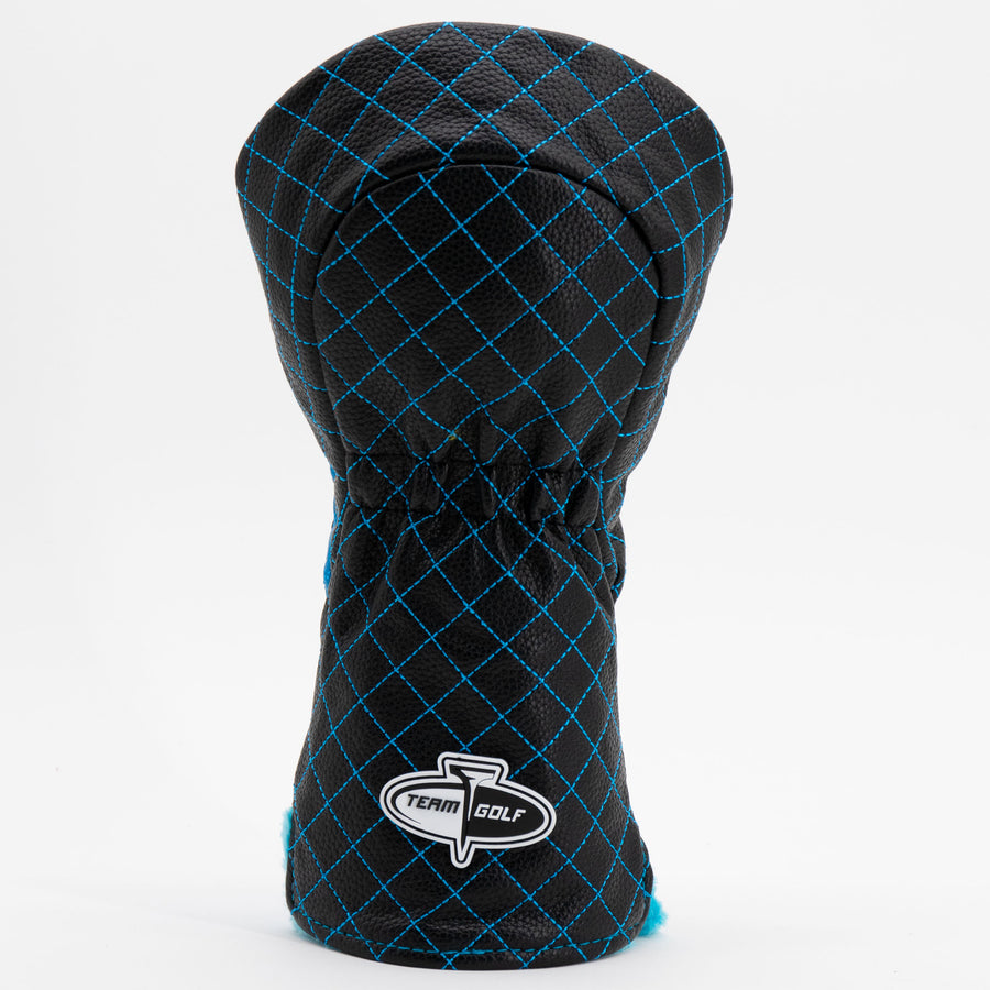 Carolina Panthers split quilted driver cover, back view