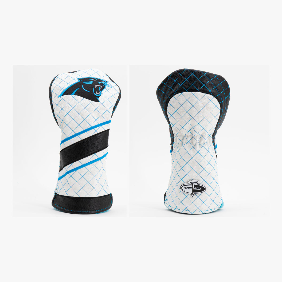 Carolina Panthers Striped Quilted Driver Headcover, front and back views